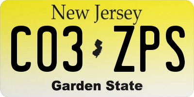 NJ license plate C03ZPS