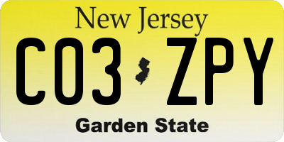 NJ license plate C03ZPY