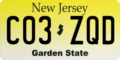 NJ license plate C03ZQD