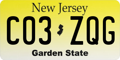 NJ license plate C03ZQG