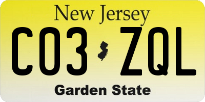 NJ license plate C03ZQL
