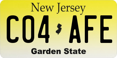 NJ license plate C04AFE
