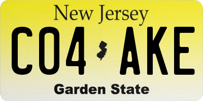 NJ license plate C04AKE