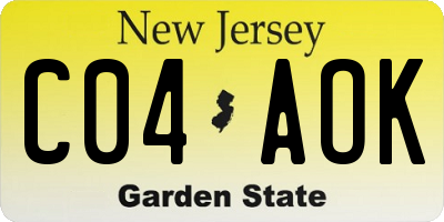 NJ license plate C04AOK