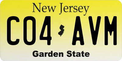 NJ license plate C04AVM