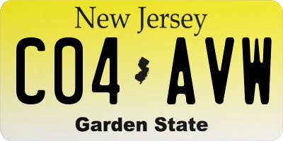 NJ license plate C04AVW