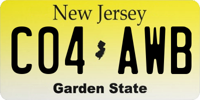 NJ license plate C04AWB