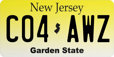 NJ license plate C04AWZ