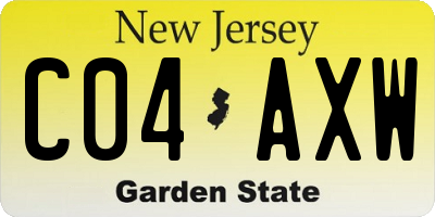 NJ license plate C04AXW