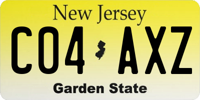 NJ license plate C04AXZ