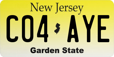 NJ license plate C04AYE