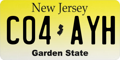 NJ license plate C04AYH