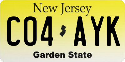 NJ license plate C04AYK