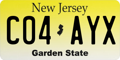 NJ license plate C04AYX