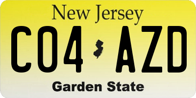 NJ license plate C04AZD
