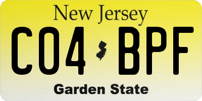 NJ license plate C04BPF