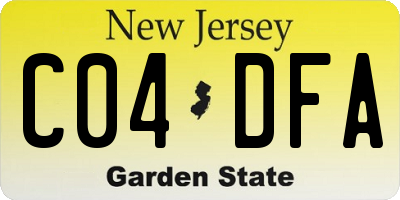 NJ license plate C04DFA