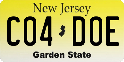 NJ license plate C04DOE
