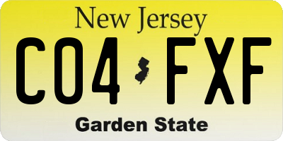 NJ license plate C04FXF