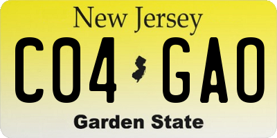 NJ license plate C04GAO