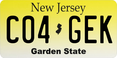 NJ license plate C04GEK