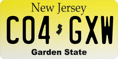 NJ license plate C04GXW