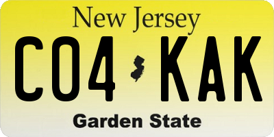 NJ license plate C04KAK