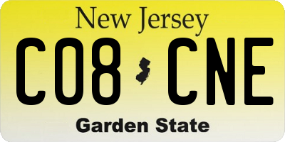 NJ license plate C08CNE