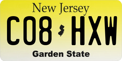 NJ license plate C08HXW