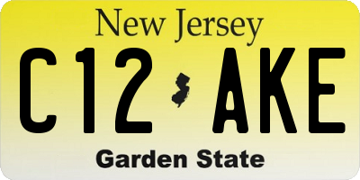NJ license plate C12AKE