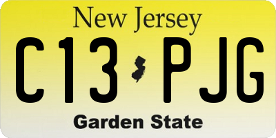 NJ license plate C13PJG