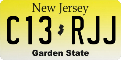 NJ license plate C13RJJ