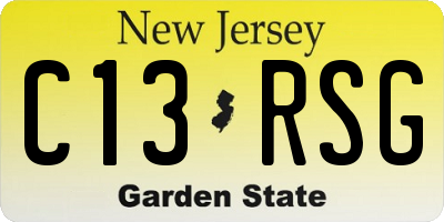 NJ license plate C13RSG