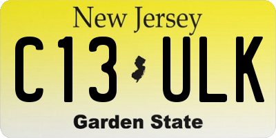 NJ license plate C13ULK