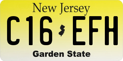 NJ license plate C16EFH