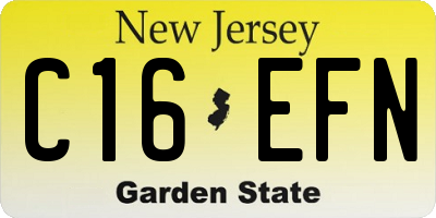 NJ license plate C16EFN