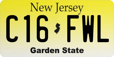 NJ license plate C16FWL