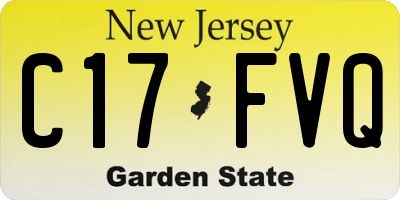 NJ license plate C17FVQ