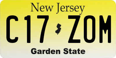 NJ license plate C17ZOM