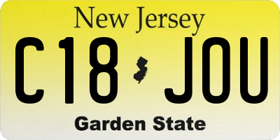 NJ license plate C18JOU