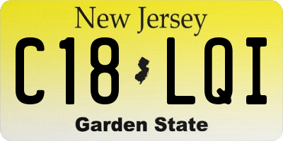 NJ license plate C18LQI