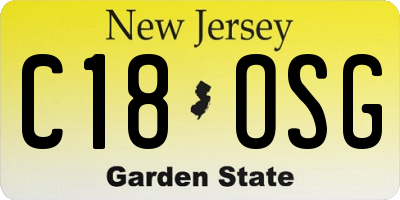 NJ license plate C18OSG