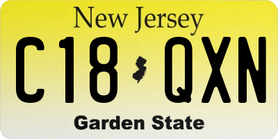 NJ license plate C18QXN