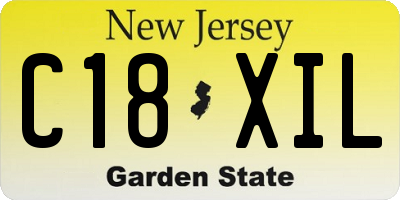NJ license plate C18XIL