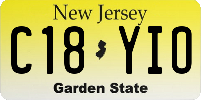 NJ license plate C18YIO