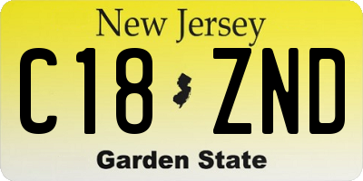 NJ license plate C18ZND