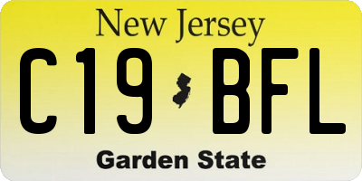 NJ license plate C19BFL