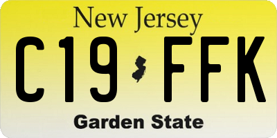 NJ license plate C19FFK
