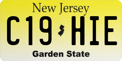 NJ license plate C19HIE