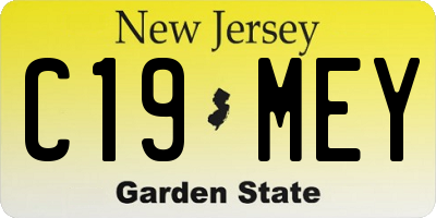NJ license plate C19MEY